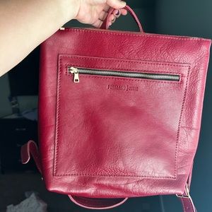 Portland leather goods tote backpack cranberry